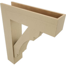 Ekena Millwork - BKTUR0756X30X38OLY05RCPR - Timberthane Faux Wood Olympic Style Bracket w/ Offset Brace, Block Ends, 7 1/2"W x 30"D x 38"H, Primed Tan