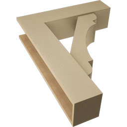 Ekena Millwork - BKTUR0756X30X38OLY05RCPR - Timberthane Faux Wood Olympic Style Bracket w/ Offset Brace, Block Ends, 7 1/2"W x 30"D x 38"H, Primed Tan