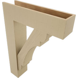 Ekena Millwork - BKTUR0756X30X42OLY05RCPR - Timberthane Faux Wood Olympic Style Bracket w/ Offset Brace, Block Ends, 7 1/2"W x 30"D x 42"H, Primed Tan