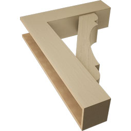 Ekena Millwork - BKTUR0756X30X42OLY05RCPR - Timberthane Faux Wood Olympic Style Bracket w/ Offset Brace, Block Ends, 7 1/2"W x 30"D x 42"H, Primed Tan