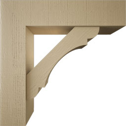 Ekena Millwork - BKTUR0756X32X32OLY05RCPR - Timberthane Faux Wood Olympic Style Bracket w/ Offset Brace, Block Ends, 7 1/2"W x 32"D x 32"H, Primed Tan