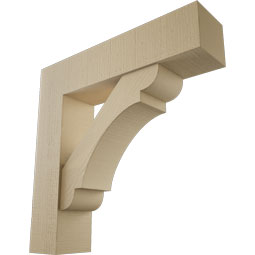 Ekena Millwork - BKTUR0756X32X32OLY05RCPR - Timberthane Faux Wood Olympic Style Bracket w/ Offset Brace, Block Ends, 7 1/2"W x 32"D x 32"H, Primed Tan