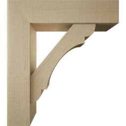 Ekena Millwork - BKTUR0756X32X36OLY05RCPR - Timberthane Faux Wood Olympic Style Bracket w/ Offset Brace, Block Ends, 7 1/2"W x 32"D x 36"H, Primed Tan