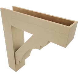 Ekena Millwork - BKTUR0756X32X36OLY05RCPR - Timberthane Faux Wood Olympic Style Bracket w/ Offset Brace, Block Ends, 7 1/2"W x 32"D x 36"H, Primed Tan