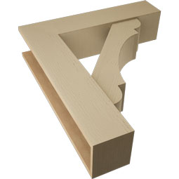 Ekena Millwork - BKTUR0756X32X36OLY05RCPR - Timberthane Faux Wood Olympic Style Bracket w/ Offset Brace, Block Ends, 7 1/2"W x 32"D x 36"H, Primed Tan