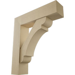 Ekena Millwork - BKTUR0756X32X36OLY05RCPR - Timberthane Faux Wood Olympic Style Bracket w/ Offset Brace, Block Ends, 7 1/2"W x 32"D x 36"H, Primed Tan