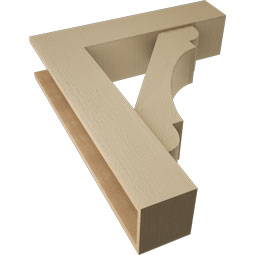 Ekena Millwork - BKTUR0756X32X38OLY05RCPR - Timberthane Faux Wood Olympic Style Bracket w/ Offset Brace, Block Ends, 7 1/2"W x 32"D x 38"H, Primed Tan