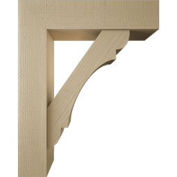 Ekena Millwork - BKTUR0756X32X40OLY05RCPR - Timberthane Faux Wood Olympic Style Bracket w/ Offset Brace, Block Ends, 7 1/2"W x 32"D x 40"H, Primed Tan