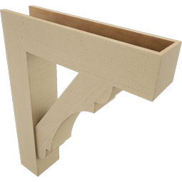 Ekena Millwork - BKTUR0756X32X40OLY05RCPR - Timberthane Faux Wood Olympic Style Bracket w/ Offset Brace, Block Ends, 7 1/2"W x 32"D x 40"H, Primed Tan