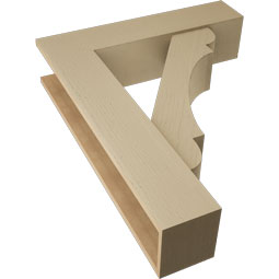 Ekena Millwork - BKTUR0756X32X40OLY05RCPR - Timberthane Faux Wood Olympic Style Bracket w/ Offset Brace, Block Ends, 7 1/2"W x 32"D x 40"H, Primed Tan