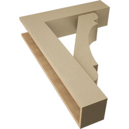 Ekena Millwork - BKTUR0756X32X44OLY05RCPR - Timberthane Faux Wood Olympic Style Bracket w/ Offset Brace, Block Ends, 7 1/2"W x 32"D x 44"H, Primed Tan