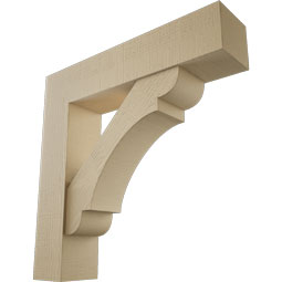 Ekena Millwork - BKTUR0756X34X34OLY05RCPR - Timberthane Faux Wood Olympic Style Bracket w/ Offset Brace, Block Ends, 7 1/2"W x 34"D x 34"H, Primed Tan