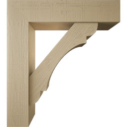 Ekena Millwork - BKTUR0756X34X38OLY05RCPR - Timberthane Faux Wood Olympic Style Bracket w/ Offset Brace, Block Ends, 7 1/2"W x 34"D x 38"H, Primed Tan