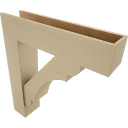 Ekena Millwork - BKTUR0756X34X38OLY05RCPR - Timberthane Faux Wood Olympic Style Bracket w/ Offset Brace, Block Ends, 7 1/2"W x 34"D x 38"H, Primed Tan