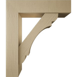 Ekena Millwork - BKTUR0756X34X40OLY05RCPR - Timberthane Faux Wood Olympic Style Bracket w/ Offset Brace, Block Ends, 7 1/2"W x 34"D x 40"H, Primed Tan