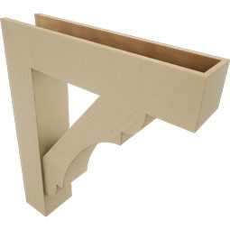 Ekena Millwork - BKTUR0756X34X40OLY05RCPR - Timberthane Faux Wood Olympic Style Bracket w/ Offset Brace, Block Ends, 7 1/2"W x 34"D x 40"H, Primed Tan