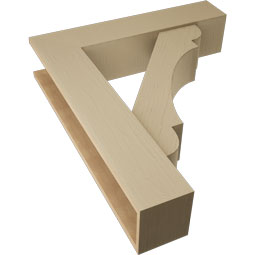 Ekena Millwork - BKTUR0756X34X40OLY05RCPR - Timberthane Faux Wood Olympic Style Bracket w/ Offset Brace, Block Ends, 7 1/2"W x 34"D x 40"H, Primed Tan