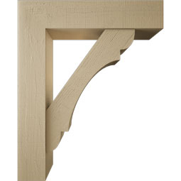 Ekena Millwork - BKTUR0756X34X42OLY05RCPR - Timberthane Faux Wood Olympic Style Bracket w/ Offset Brace, Block Ends, 7 1/2"W x 34"D x 42"H, Primed Tan