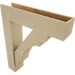 Ekena Millwork - BKTUR0756X34X42OLY05RCPR - Timberthane Faux Wood Olympic Style Bracket w/ Offset Brace, Block Ends, 7 1/2"W x 34"D x 42"H, Primed Tan