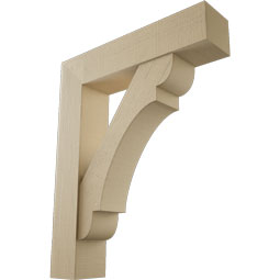 Ekena Millwork - BKTUR0756X34X42OLY05RCPR - Timberthane Faux Wood Olympic Style Bracket w/ Offset Brace, Block Ends, 7 1/2"W x 34"D x 42"H, Primed Tan