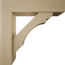 Ekena Millwork - BKTUR0756X36X36OLY05RCPR - Timberthane Faux Wood Olympic Style Bracket w/ Offset Brace, Block Ends, 7 1/2"W x 36"D x 36"H, Primed Tan