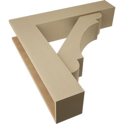 Ekena Millwork - BKTUR0756X36X36OLY05RCPR - Timberthane Faux Wood Olympic Style Bracket w/ Offset Brace, Block Ends, 7 1/2"W x 36"D x 36"H, Primed Tan