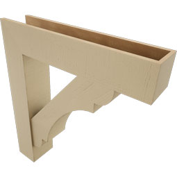 Ekena Millwork - BKTUR0756X36X40OLY05RCPR - Timberthane Faux Wood Olympic Style Bracket w/ Offset Brace, Block Ends, 7 1/2"W x 36"D x 40"H, Primed Tan