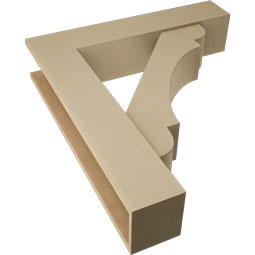 Ekena Millwork - BKTUR0756X36X40OLY05RCPR - Timberthane Faux Wood Olympic Style Bracket w/ Offset Brace, Block Ends, 7 1/2"W x 36"D x 40"H, Primed Tan