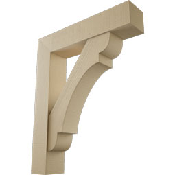 Ekena Millwork - BKTUR0756X36X44OLY05RCPR - Timberthane Faux Wood Olympic Style Bracket w/ Offset Brace, Block Ends, 7 1/2"W x 36"D x 44"H, Primed Tan