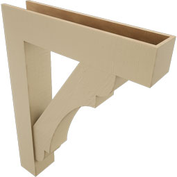 Ekena Millwork - BKTUR0756X36X48OLY05RCPR - Timberthane Faux Wood Olympic Style Bracket w/ Offset Brace, Block Ends, 7 1/2"W x 36"D x 48"H, Primed Tan