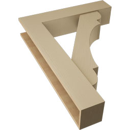 Ekena Millwork - BKTUR0756X36X48OLY05RCPR - Timberthane Faux Wood Olympic Style Bracket w/ Offset Brace, Block Ends, 7 1/2"W x 36"D x 48"H, Primed Tan