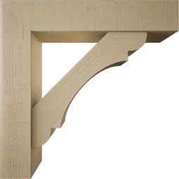 Ekena Millwork - BKTUR0756X38X38OLY05RCPR - Timberthane Faux Wood Olympic Style Bracket w/ Offset Brace, Block Ends, 7 1/2"W x 38"D x 38"H, Primed Tan