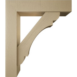 Ekena Millwork - BKTUR0756X38X44OLY05RCPR - Timberthane Faux Wood Olympic Style Bracket w/ Offset Brace, Block Ends, 7 1/2"W x 38"D x 44"H, Primed Tan