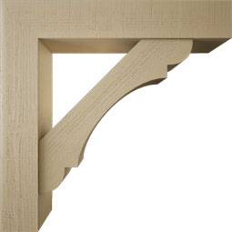 Ekena Millwork - BKTUR0756X40X40OLY05RCPR - Timberthane Faux Wood Olympic Style Bracket w/ Offset Brace, Block Ends, 7 1/2"W x 40"D x 40"H, Primed Tan
