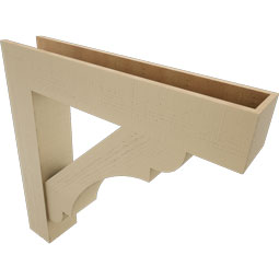 Ekena Millwork - BKTUR0756X40X40OLY05RCPR - Timberthane Faux Wood Olympic Style Bracket w/ Offset Brace, Block Ends, 7 1/2"W x 40"D x 40"H, Primed Tan