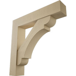 Ekena Millwork - BKTUR0756X40X40OLY05RCPR - Timberthane Faux Wood Olympic Style Bracket w/ Offset Brace, Block Ends, 7 1/2"W x 40"D x 40"H, Primed Tan