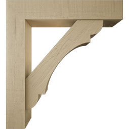 Ekena Millwork - BKTUR0756X40X44OLY05RCPR - Timberthane Faux Wood Olympic Style Bracket w/ Offset Brace, Block Ends, 7 1/2"W x 40"D x 44"H, Primed Tan