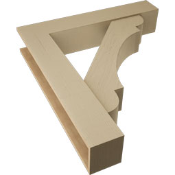 Ekena Millwork - BKTUR0756X40X44OLY05RCPR - Timberthane Faux Wood Olympic Style Bracket w/ Offset Brace, Block Ends, 7 1/2"W x 40"D x 44"H, Primed Tan