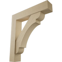 Ekena Millwork - BKTUR0756X40X44OLY05RCPR - Timberthane Faux Wood Olympic Style Bracket w/ Offset Brace, Block Ends, 7 1/2"W x 40"D x 44"H, Primed Tan