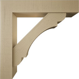 Ekena Millwork - BKTUR0756X42X42OLY05RCPR - Timberthane Faux Wood Olympic Style Bracket w/ Offset Brace, Block Ends, 7 1/2"W x 42"D x 42"H, Primed Tan