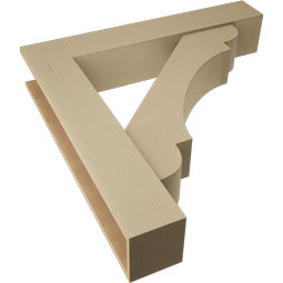 Ekena Millwork - BKTUR0756X42X42OLY05RCPR - Timberthane Faux Wood Olympic Style Bracket w/ Offset Brace, Block Ends, 7 1/2"W x 42"D x 42"H, Primed Tan