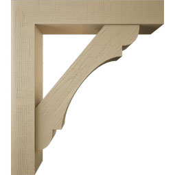 Ekena Millwork - BKTUR0756X42X48OLY05RCPR - Timberthane Faux Wood Olympic Style Bracket w/ Offset Brace, Block Ends, 7 1/2"W x 42"D x 48"H, Primed Tan