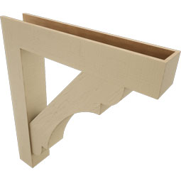 Ekena Millwork - BKTUR0756X42X48OLY05RCPR - Timberthane Faux Wood Olympic Style Bracket w/ Offset Brace, Block Ends, 7 1/2"W x 42"D x 48"H, Primed Tan