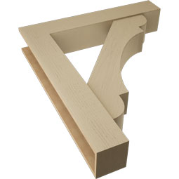 Ekena Millwork - BKTUR0756X42X48OLY05RCPR - Timberthane Faux Wood Olympic Style Bracket w/ Offset Brace, Block Ends, 7 1/2"W x 42"D x 48"H, Primed Tan