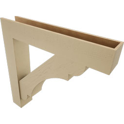 Ekena Millwork - BKTUR0756X44X44OLY05RCPR - Timberthane Faux Wood Olympic Style Bracket w/ Offset Brace, Block Ends, 7 1/2"W x 44"D x 44"H, Primed Tan