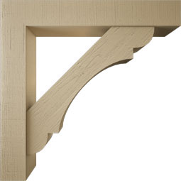 Ekena Millwork - BKTUR0756X46X46OLY05RCPR - Timberthane Faux Wood Olympic Style Bracket w/ Offset Brace, Block Ends, 7 1/2"W x 46"D x 46"H, Primed Tan