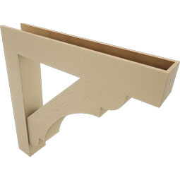 Ekena Millwork - BKTUR0756X46X46OLY05RCPR - Timberthane Faux Wood Olympic Style Bracket w/ Offset Brace, Block Ends, 7 1/2"W x 46"D x 46"H, Primed Tan