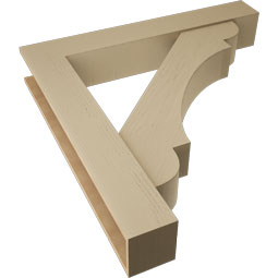 Ekena Millwork - BKTUR0756X48X48OLY05RCPR - Timberthane Faux Wood Olympic Style Bracket w/ Offset Brace, Block Ends, 7 1/2"W x 48"D x 48"H, Primed Tan