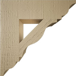Ekena Millwork - BKTUR035X14X14FST01RCPR - Timberthane Faux Wood Funston Style Bracket, Traditional Ends, 3 1/2"W x 14"D x 14"H, Primed Tan