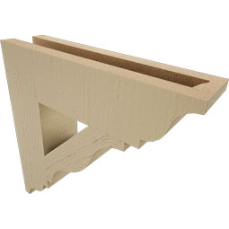 Ekena Millwork - BKTUR035X14X14FST01RCPR - Timberthane Faux Wood Funston Style Bracket, Traditional Ends, 3 1/2"W x 14"D x 14"H, Primed Tan